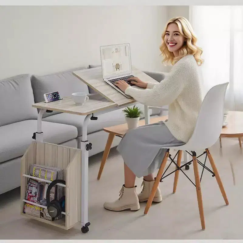 Table de lit à roulettes, hauteur et longueur réglables, chariot d'ordinateur portable et table à manger mobiles robustes pour chambre, hôpital, maison, salon
