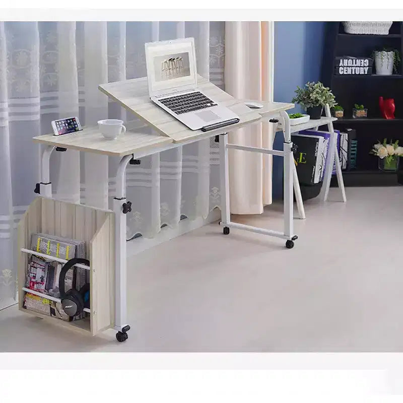 Table de lit à roulettes, hauteur et longueur réglables, chariot d'ordinateur portable et table à manger mobiles robustes pour chambre, hôpital, maison, salon