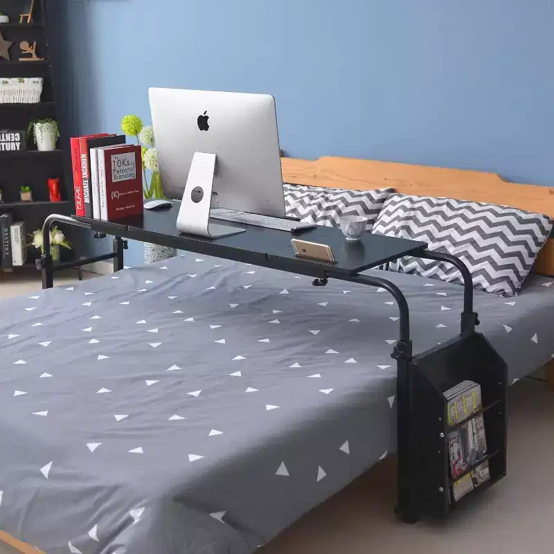 Table de lit à roulettes, hauteur et longueur réglables, chariot d'ordinateur portable et table à manger mobiles robustes pour chambre, hôpital, maison, salon