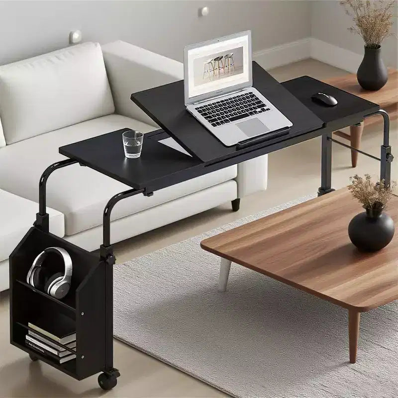 Table de lit à roulettes, hauteur et longueur réglables, chariot d'ordinateur portable et table à manger mobiles robustes pour chambre, hôpital, maison, salon