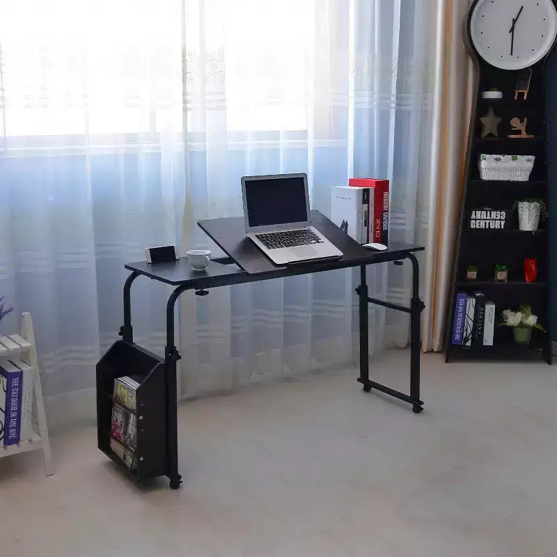 Table de lit à roulettes, hauteur et longueur réglables, chariot d'ordinateur portable et table à manger mobiles robustes pour chambre, hôpital, maison, salon