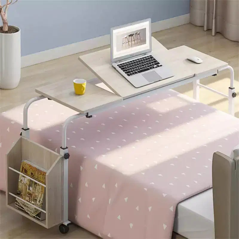 Table de lit à roulettes, hauteur et longueur réglables, chariot d'ordinateur portable et table à manger mobiles robustes pour chambre, hôpital, maison, salon
