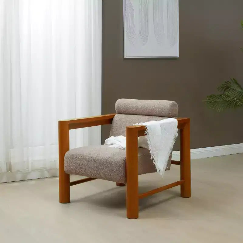 Fauteuil d'appoint Nikolas Boucle - SFV4863 - Marron clair/Naturel