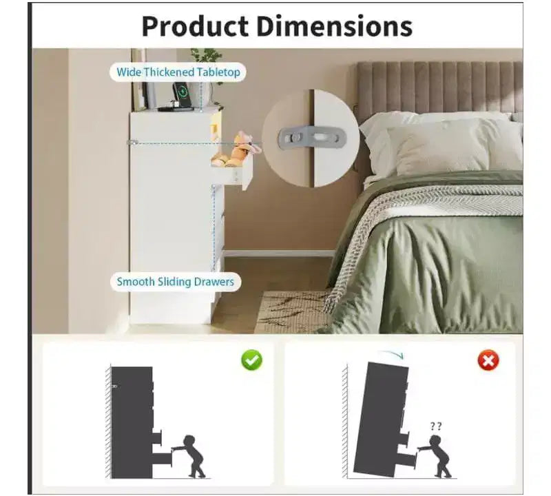 Commode à 4 tiroirs avec lumière LED et station de recharge, commode moderne blanche, armoire de rangement utilitaire pour chambre et salon