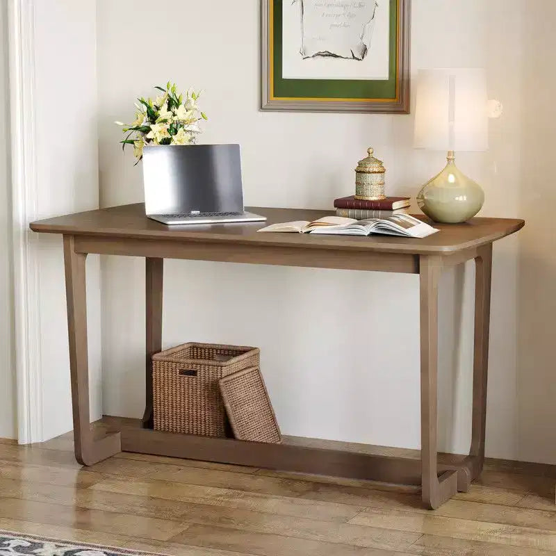 Bureau classique en bois d'hévéa avec surface spacieuse, table de style ferme rustique, table polyvalente pour la maison, durable pour le salon/bureau/chambre à coucher