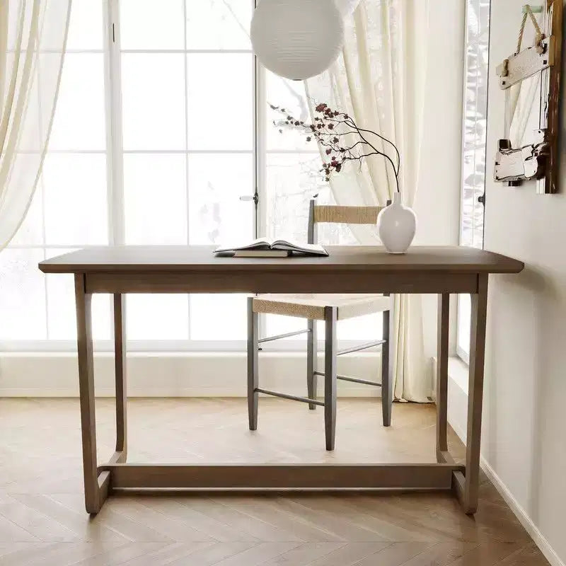 Bureau classique en bois d'hévéa avec surface spacieuse, table de style ferme rustique, table polyvalente pour la maison, durable pour le salon/bureau/chambre à coucher