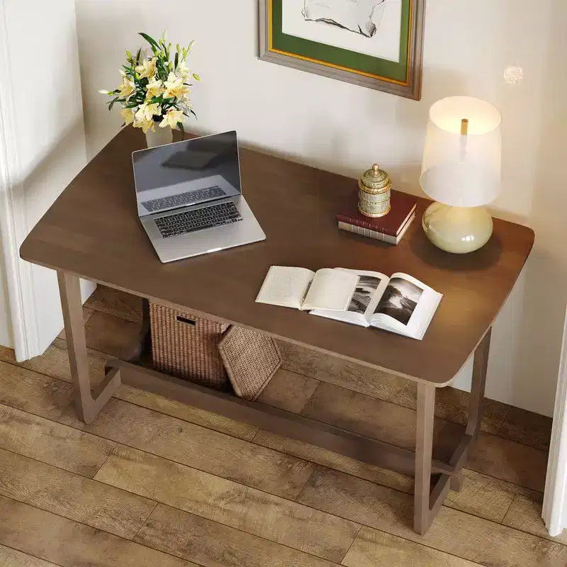 Bureau classique en bois d'hévéa avec surface spacieuse, table de style ferme rustique, table polyvalente pour la maison, durable pour le salon/bureau/chambre à coucher