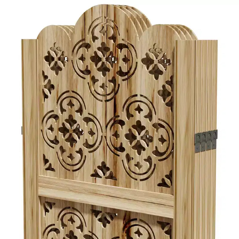 Paravent pliant pour intérieur, 4 panneaux, séparateur de pièce en bois, 63*67 pouces, marron