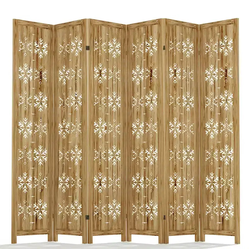 Séparateur de Pièce Pliant, 95 x 67 Pouces, Cloison Autonome à 6 Panneaux, Marron, pour Intérieur