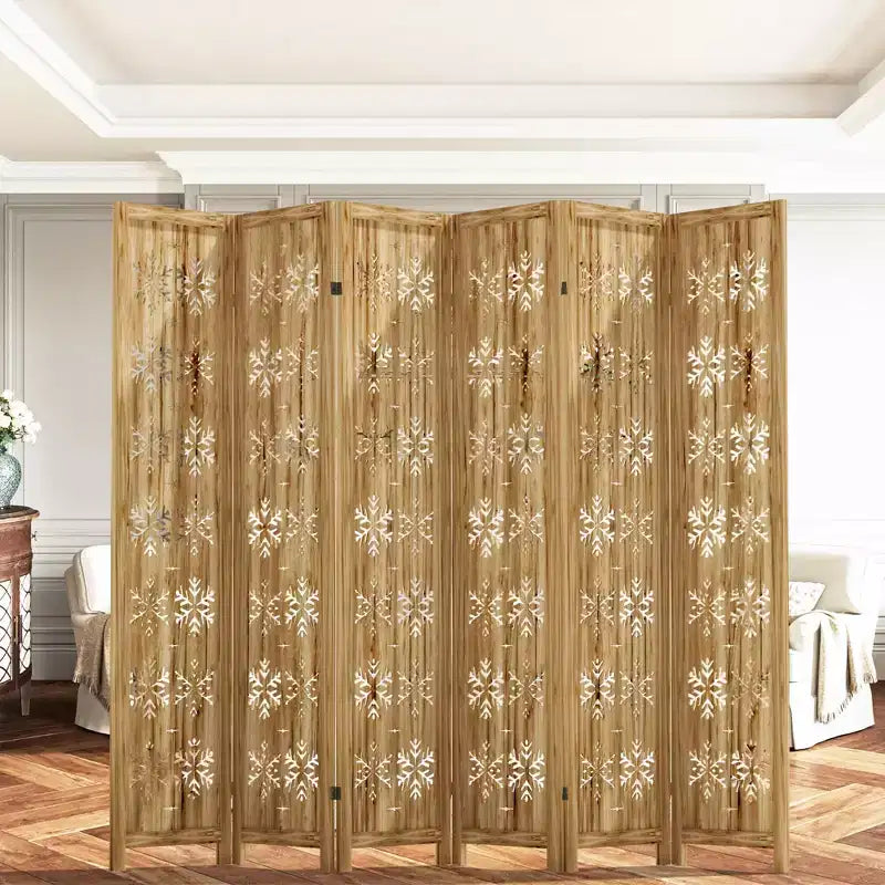 Séparateur de Pièce Pliant, 95 x 67 Pouces, Cloison Autonome à 6 Panneaux, Marron, pour Intérieur