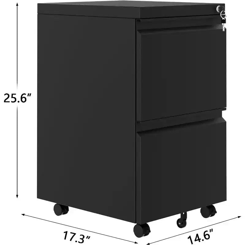 Meuble de rangement vertical à 2 tiroirs avec serrure, organiseur de fichiers en métal pour la maison, le bureau ou la salle de bain, pour dossiers de format lettre/légal, noir