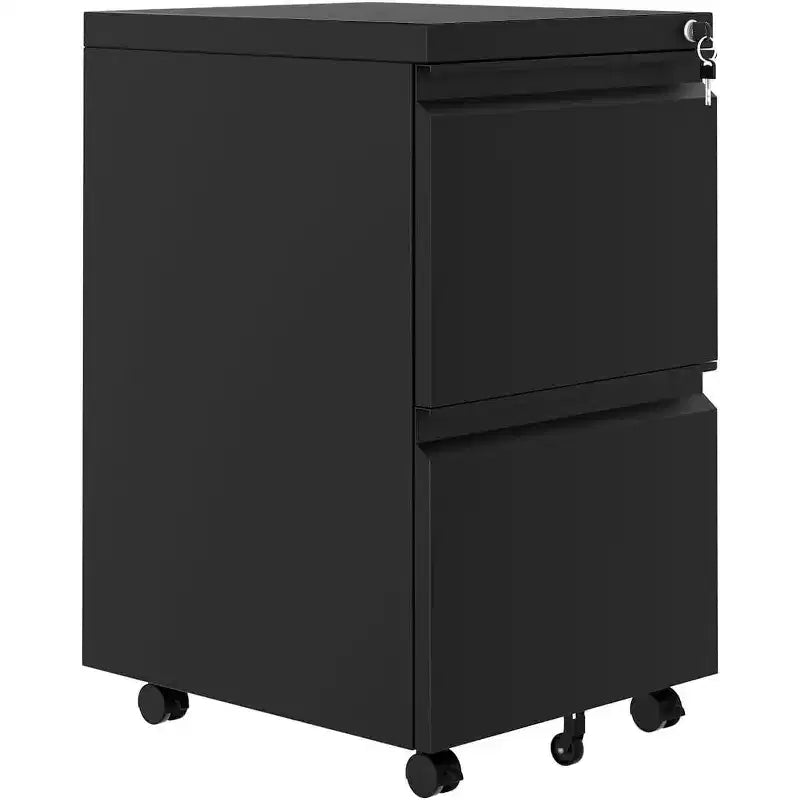 Meuble de rangement vertical à 2 tiroirs avec serrure, organiseur de fichiers en métal pour la maison, le bureau ou la salle de bain, pour dossiers de format lettre/légal, noir