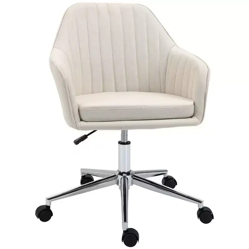 Chaise de bureau mi-hauteur, Chaise de bureau réglable en hauteur, Chaise rembourrée confortable pour salon, bureau, étude, Beige