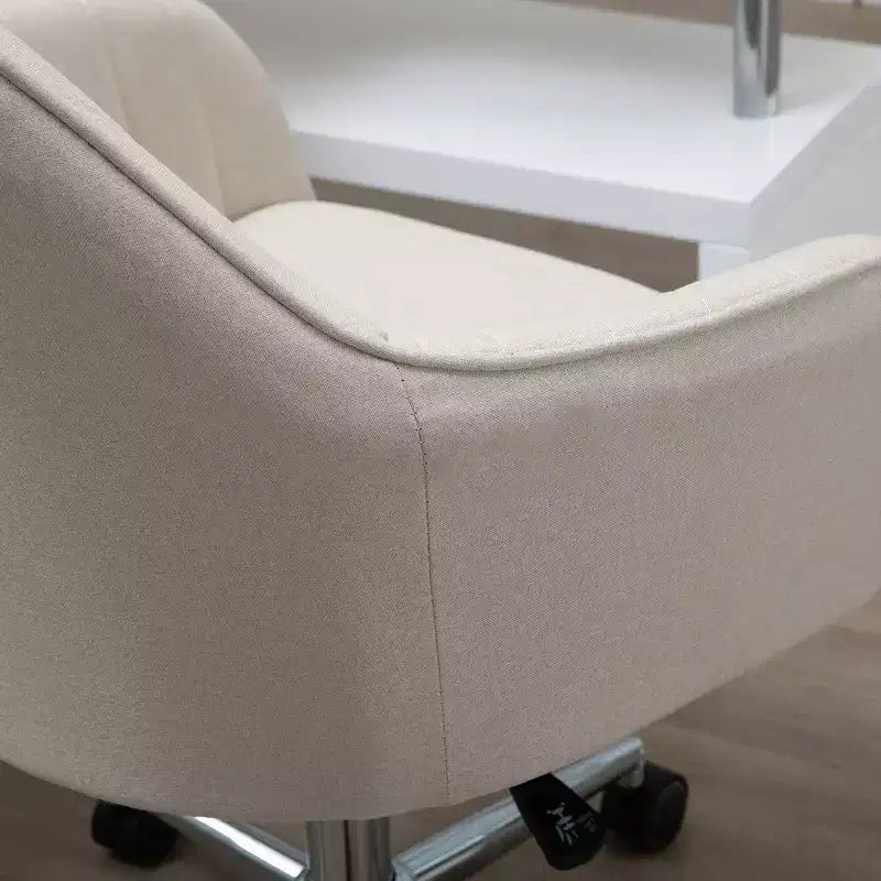 Chaise de bureau mi-hauteur, Chaise de bureau réglable en hauteur, Chaise rembourrée confortable pour salon, bureau, étude, Beige