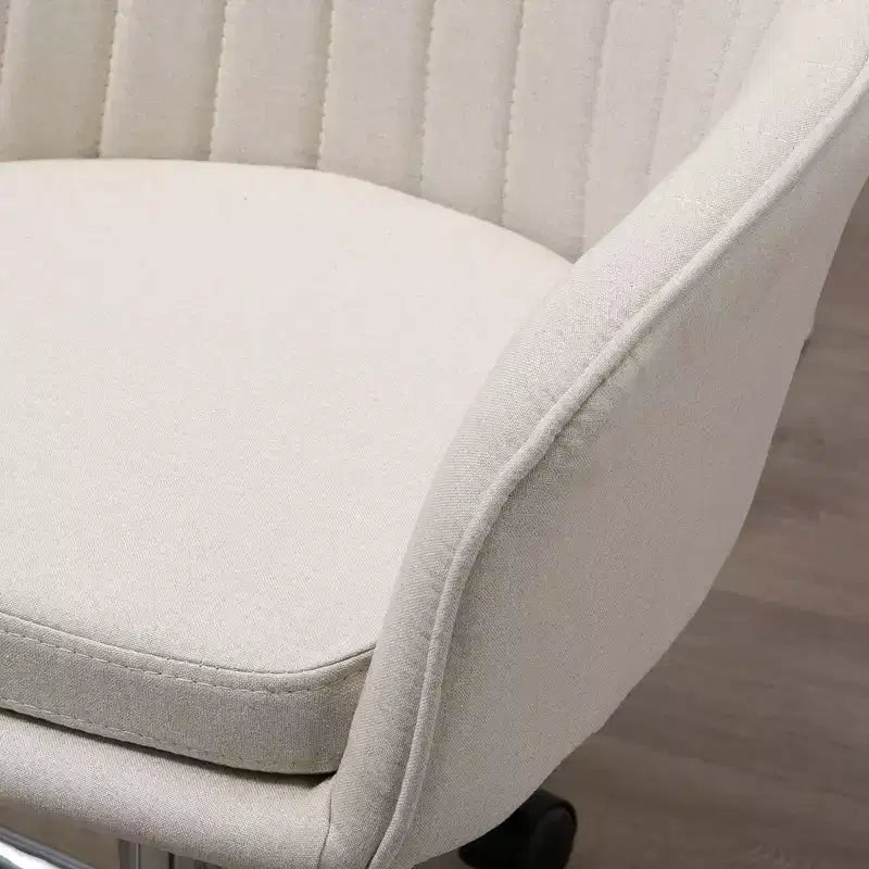 Chaise de bureau mi-hauteur, Chaise de bureau réglable en hauteur, Chaise rembourrée confortable pour salon, bureau, étude, Beige