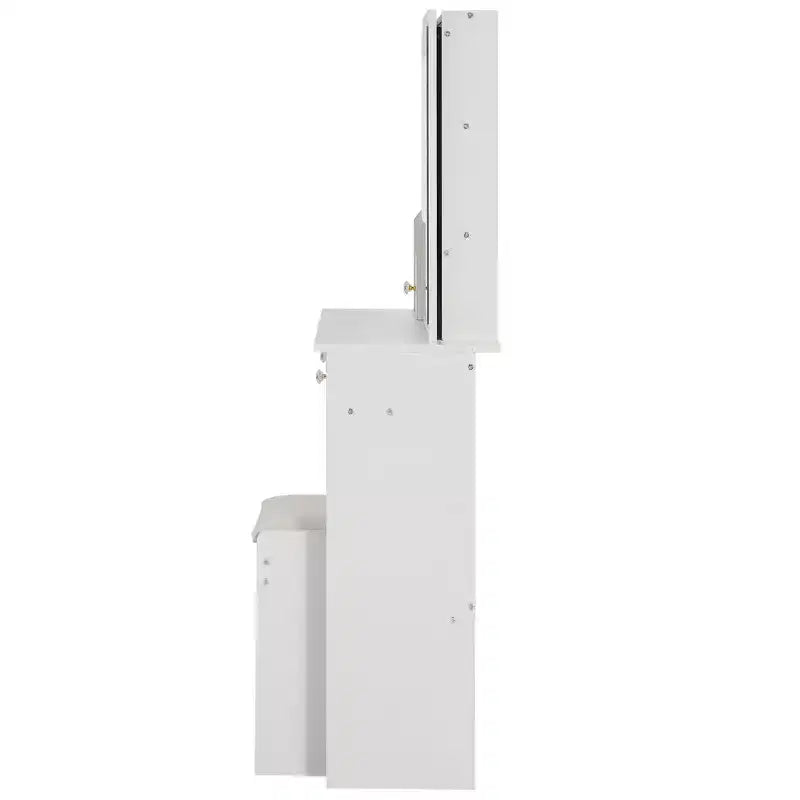 Coiffeuse avec miroir lumineux et tiroirs de rangement pour chambre ou dressing, Blanc