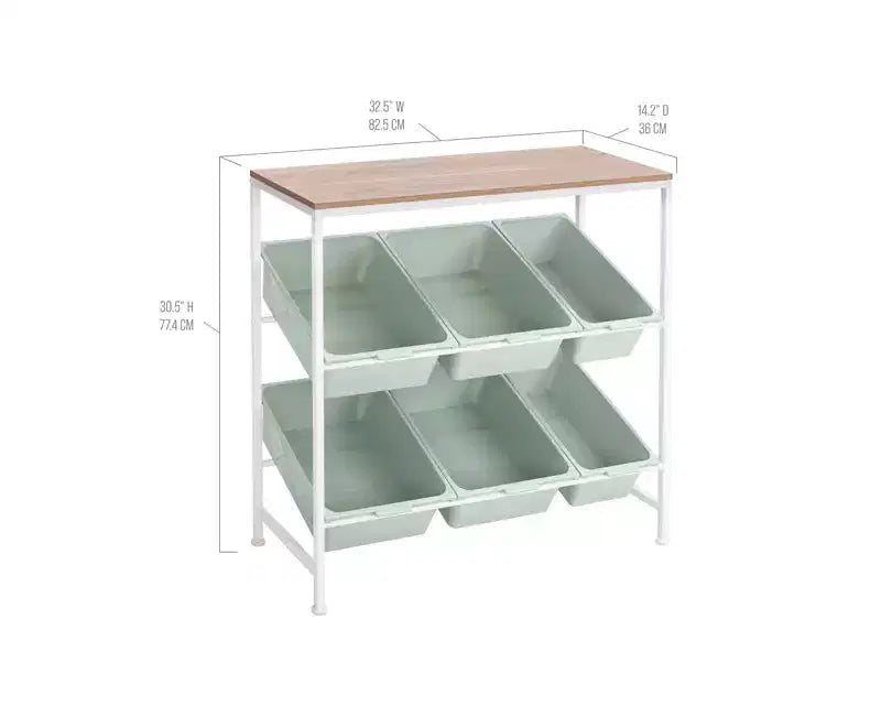 Chariot de rangement à 6 bacs, 32,5 L x 14,2 P x 30,5 H