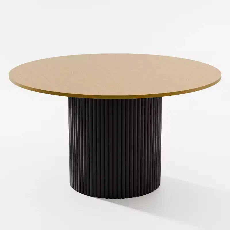 52 Table à manger ronde en bois massif Table de cuisine pour 4-6 personnes avec plateau et pieds cylindriques concaves pour salon/salle à manger café bureau Naturel