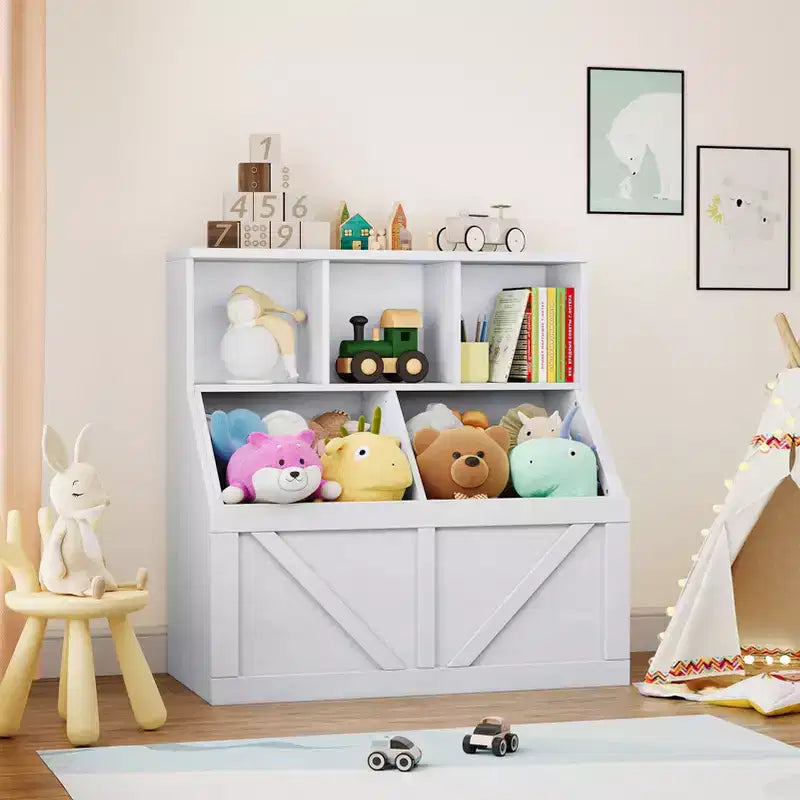 Étagère à livres et rangement de jouets pour enfants, Organisateur de rangement de jouets pour enfants, Armoire de rangement de jouets avec étagère à jouets, Combinaison étagère à livres et rangement de jouets pour tout-petits