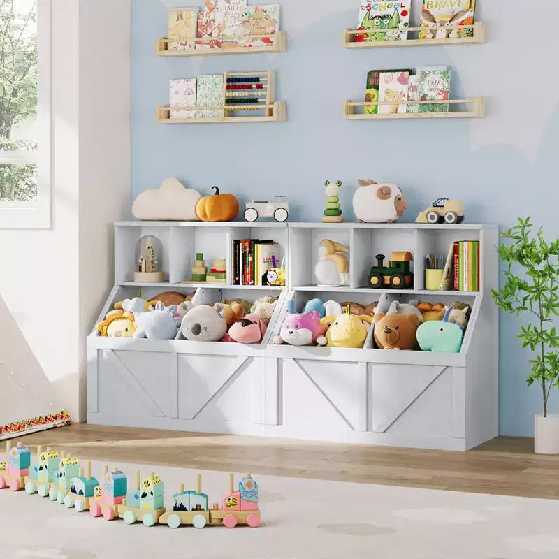 Étagère à livres et rangement de jouets pour enfants, Organisateur de rangement de jouets pour enfants, Armoire de rangement de jouets avec étagère à jouets, Combinaison étagère à livres et rangement de jouets pour tout-petits