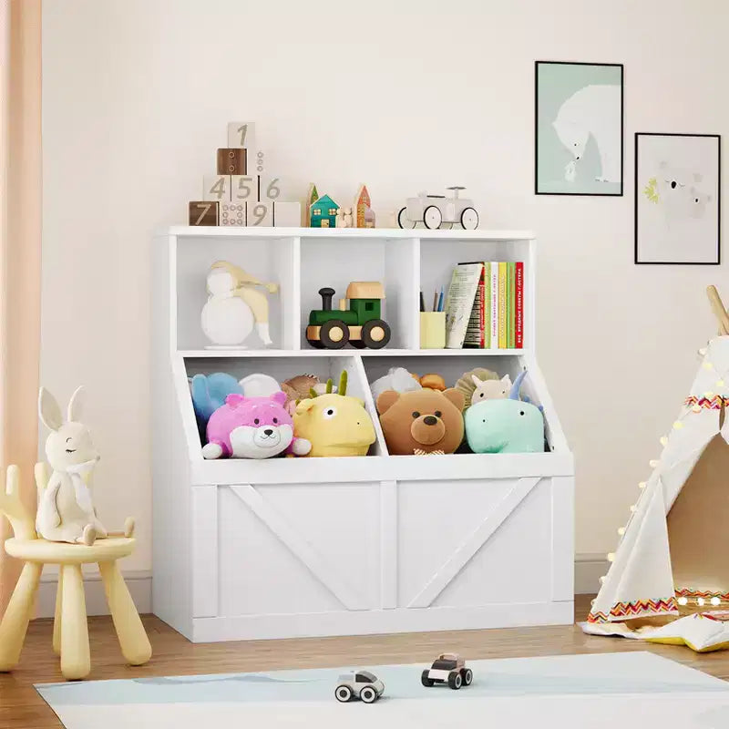 Étagère à livres et rangement de jouets pour enfants, Organisateur de rangement de jouets pour enfants, Armoire de rangement de jouets avec étagère à jouets, Combinaison étagère à livres et rangement de jouets pour tout-petits