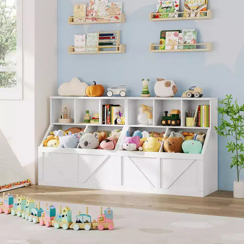 Étagère à livres et rangement de jouets pour enfants, Organisateur de rangement de jouets pour enfants, Armoire de rangement de jouets avec étagère à jouets, Combinaison étagère à livres et rangement de jouets pour tout-petits