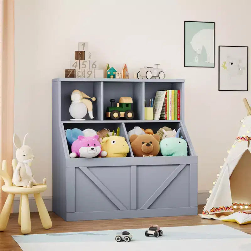 Étagère à livres et rangement de jouets pour enfants, Organisateur de rangement de jouets pour enfants, Armoire de rangement de jouets avec étagère à jouets, Combinaison étagère à livres et rangement de jouets pour tout-petits