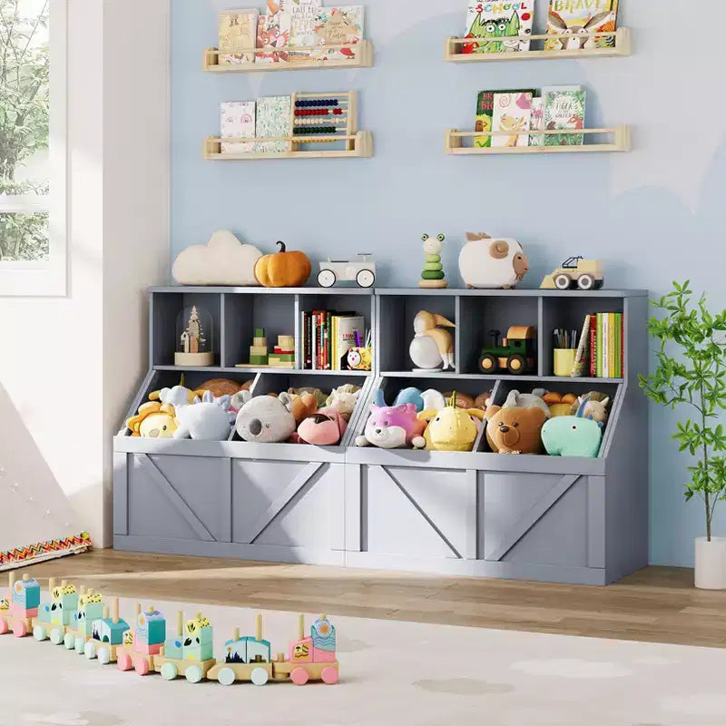 Étagère à livres et rangement de jouets pour enfants, Organisateur de rangement de jouets pour enfants, Armoire de rangement de jouets avec étagère à jouets, Combinaison étagère à livres et rangement de jouets pour tout-petits