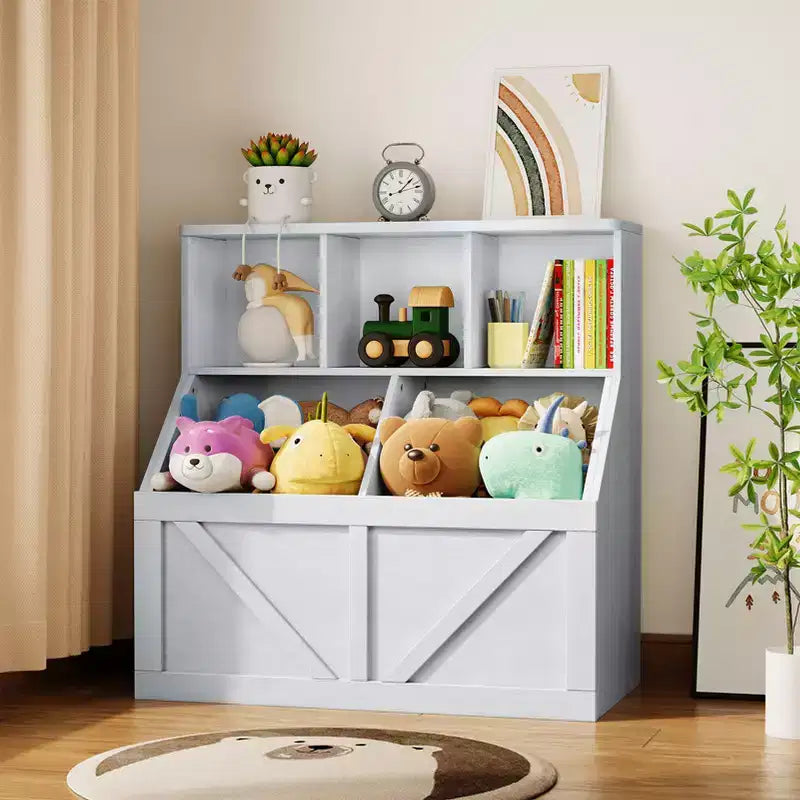 Étagère à livres et rangement de jouets pour enfants, Organisateur de rangement de jouets pour enfants, Armoire de rangement de jouets avec étagère à jouets, Combinaison étagère à livres et rangement de jouets pour tout-petits