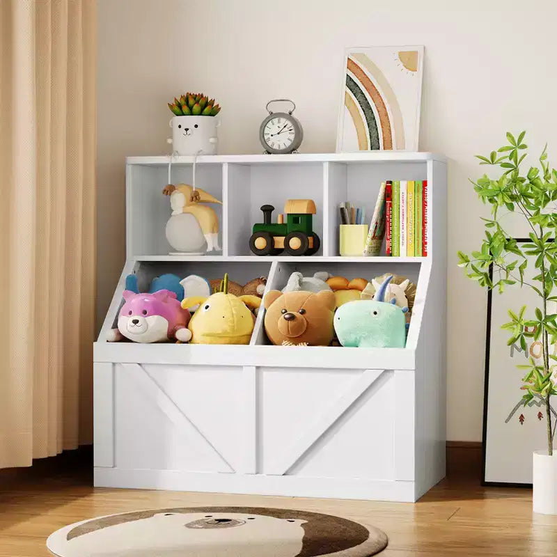 Étagère à livres et rangement de jouets pour enfants, Organisateur de rangement de jouets pour enfants, Armoire de rangement de jouets avec étagère à jouets, Combinaison étagère à livres et rangement de jouets pour tout-petits