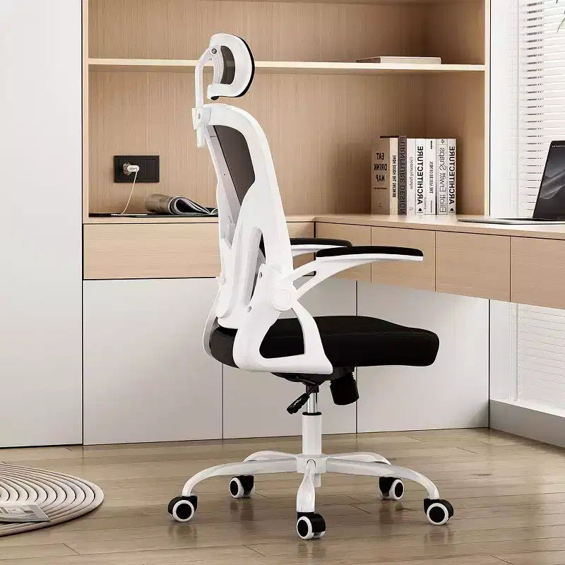 Fauteuil de bureau à roulettes, Chaise de bureau avec accoudoirs relevables, Appuie-tête et support lombaire réglables pour bureau, étude, salle de lecture