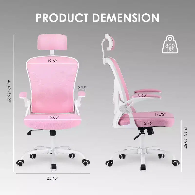 Fauteuil de bureau à roulettes, Chaise de bureau avec accoudoirs relevables, Appuie-tête et support lombaire réglables pour bureau, étude, salle de lecture