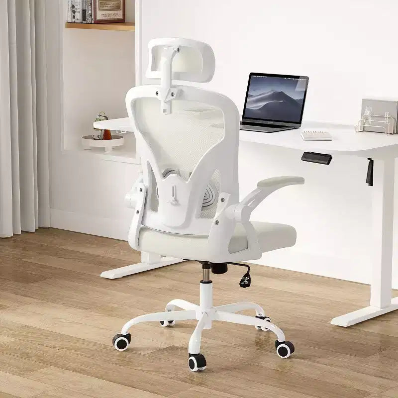 Fauteuil de bureau à roulettes, Chaise de bureau avec accoudoirs relevables, Appuie-tête et support lombaire réglables pour bureau, étude, salle de lecture