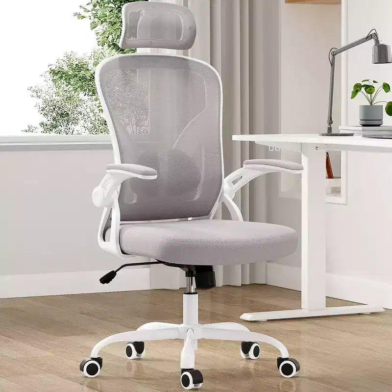 Fauteuil de bureau à roulettes, Chaise de bureau avec accoudoirs relevables, Appuie-tête et support lombaire réglables pour bureau, étude, salle de lecture