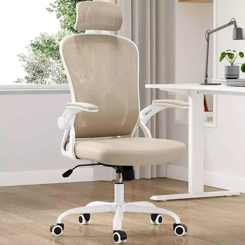 Fauteuil de bureau à roulettes, Chaise de bureau avec accoudoirs relevables, Appuie-tête et support lombaire réglables pour bureau, étude, salle de lecture