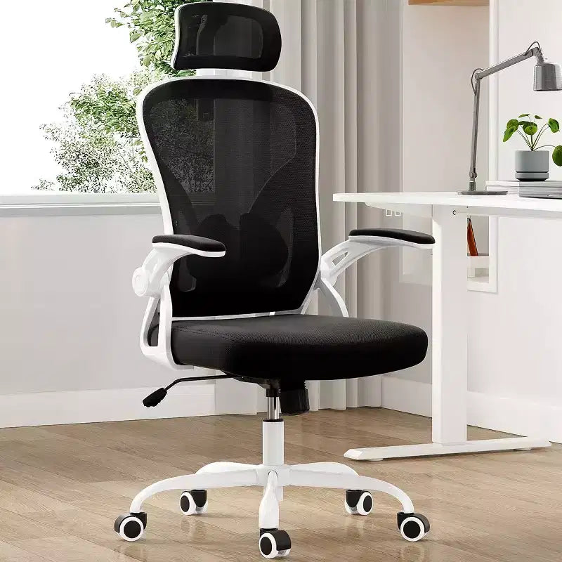 Fauteuil de bureau à roulettes, Chaise de bureau avec accoudoirs relevables, Appuie-tête et support lombaire réglables pour bureau, étude, salle de lecture