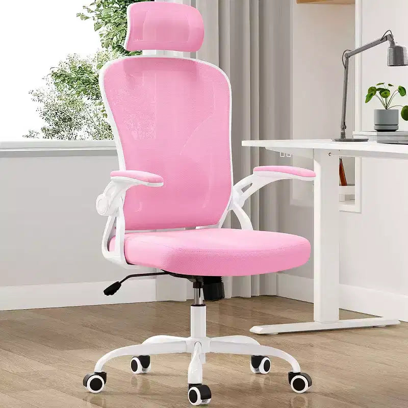 Fauteuil de bureau à roulettes, Chaise de bureau avec accoudoirs relevables, Appuie-tête et support lombaire réglables pour bureau, étude, salle de lecture