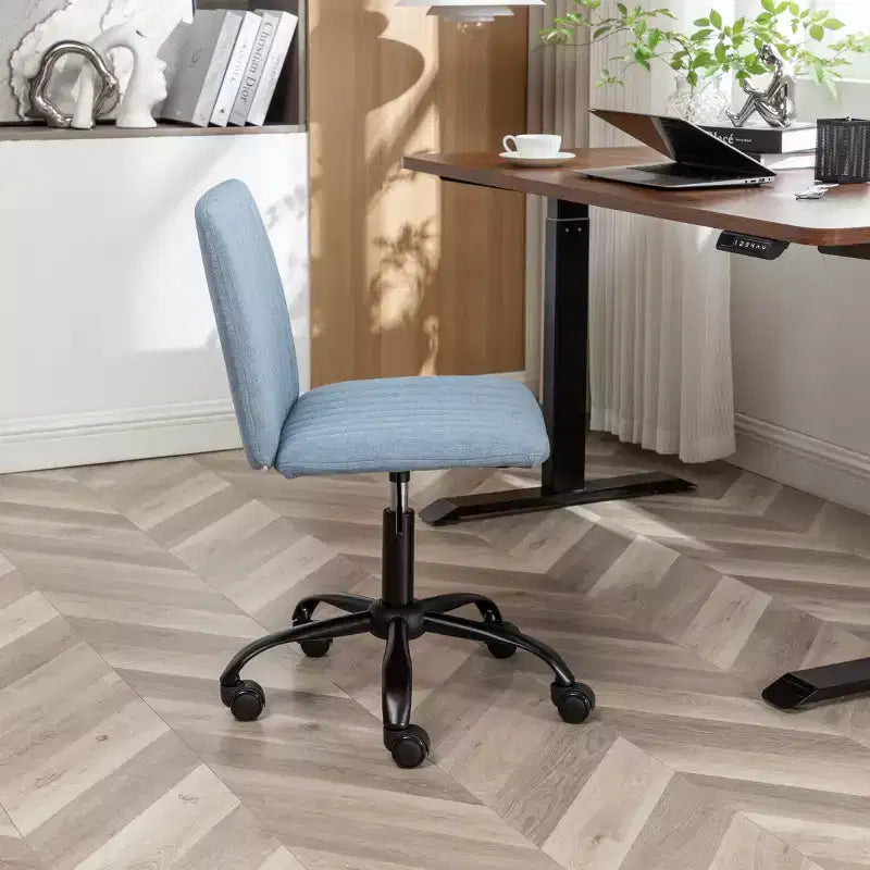 Chaise de bureau sans accoudoirs élégante, chaise de bureau ergonomique avec hauteur réglable et roulettes, chaise pivotante à 360° pour la maison et le bureau