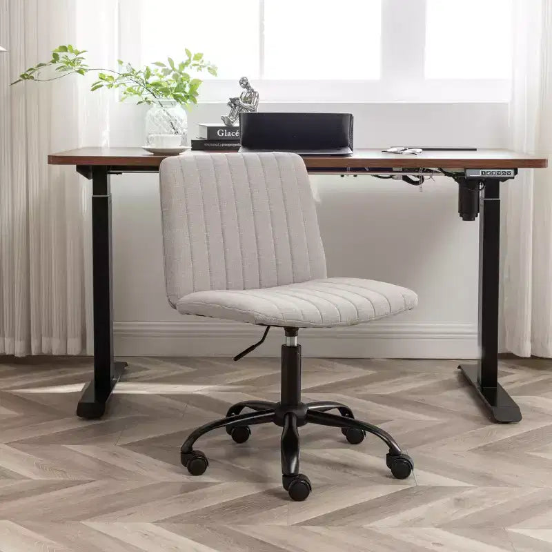 Chaise de bureau sans accoudoirs élégante, chaise de bureau ergonomique avec hauteur réglable et roulettes, chaise pivotante à 360° pour la maison et le bureau