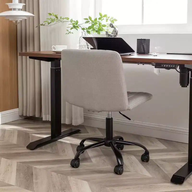 Chaise de bureau sans accoudoirs élégante, chaise de bureau ergonomique avec hauteur réglable et roulettes, chaise pivotante à 360° pour la maison et le bureau