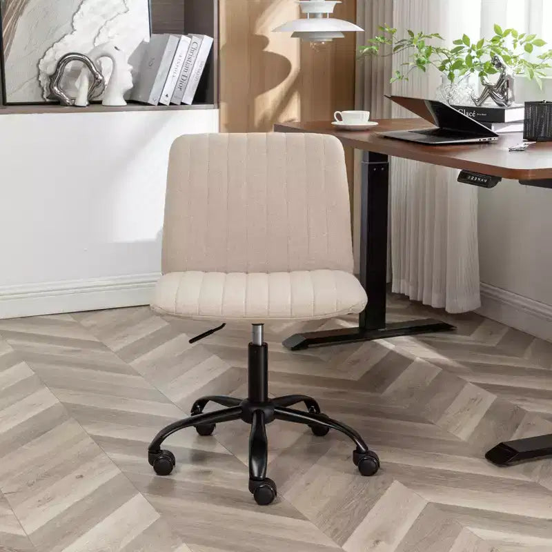 Chaise de bureau sans accoudoirs élégante, chaise de bureau ergonomique avec hauteur réglable et roulettes, chaise pivotante à 360° pour la maison et le bureau
