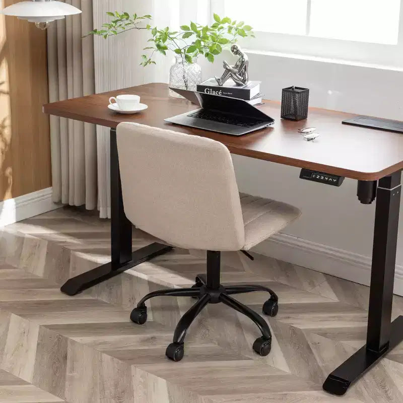 Chaise de bureau sans accoudoirs élégante, chaise de bureau ergonomique avec hauteur réglable et roulettes, chaise pivotante à 360° pour la maison et le bureau