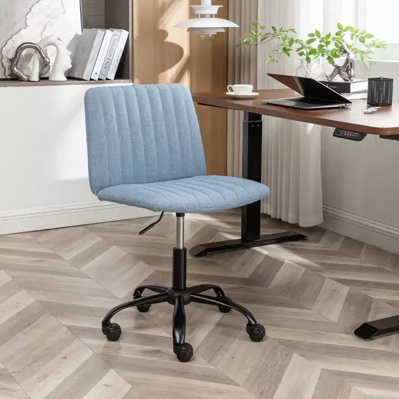 Chaise de bureau sans accoudoirs élégante, chaise de bureau ergonomique avec hauteur réglable et roulettes, chaise pivotante à 360° pour la maison et le bureau