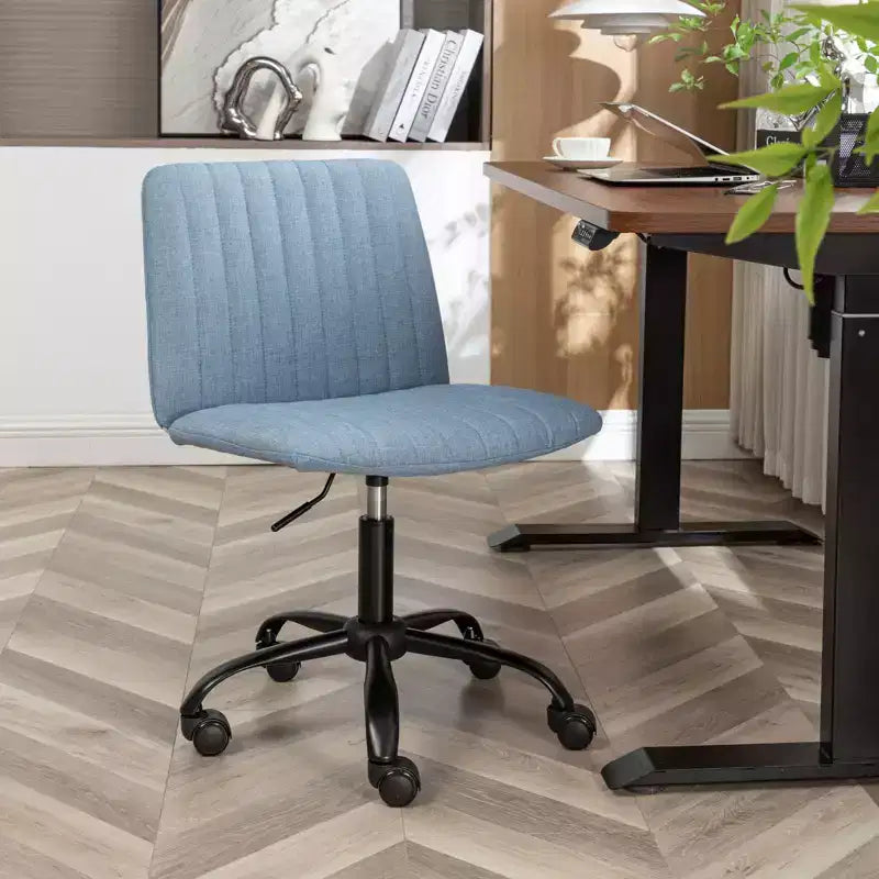 Chaise de bureau sans accoudoirs élégante, chaise de bureau ergonomique avec hauteur réglable et roulettes, chaise pivotante à 360° pour la maison et le bureau