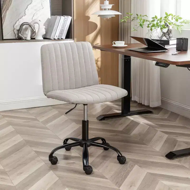 Chaise de bureau sans accoudoirs élégante, chaise de bureau ergonomique avec hauteur réglable et roulettes, chaise pivotante à 360° pour la maison et le bureau