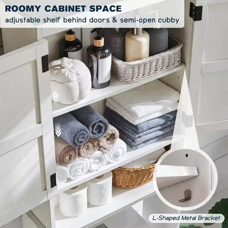 67 Meubles de rangement au-dessus des toilettes, Meubles bas de salle de bain de style ferme avec étagère réglable et porte