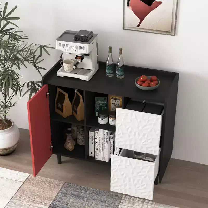 Buffet commode moderne, Armoire de rangement avec 1 porte et 2 tiroirs, Meuble bar pour salon, entrée, couloir, bureau