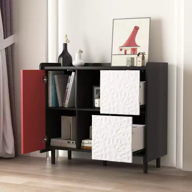 Buffet commode moderne, Armoire de rangement avec 1 porte et 2 tiroirs, Meuble bar pour salon, entrée, couloir, bureau