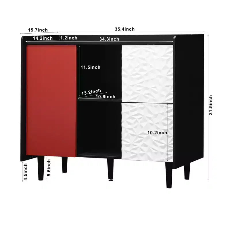 Buffet commode moderne, Armoire de rangement avec 1 porte et 2 tiroirs, Meuble bar pour salon, entrée, couloir, bureau