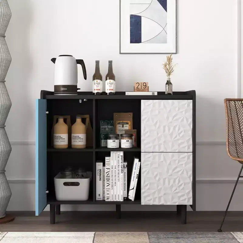 Buffet commode moderne, Armoire de rangement avec 1 porte et 2 tiroirs, Meuble bar pour salon, entrée, couloir, bureau